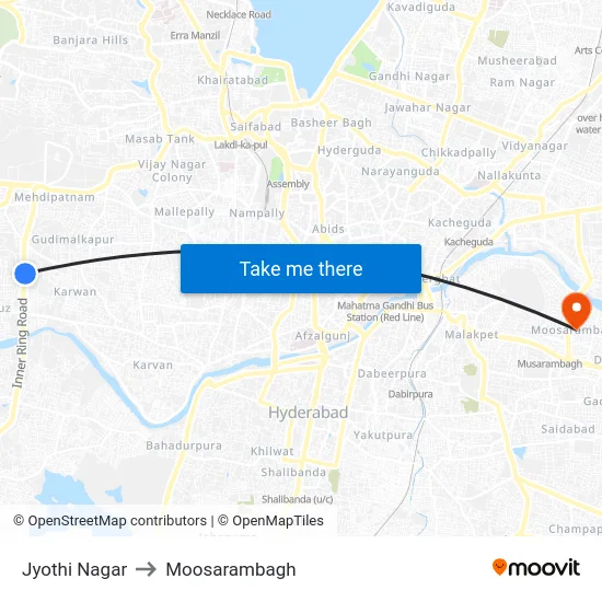 Jyothi Nagar to Moosarambagh map