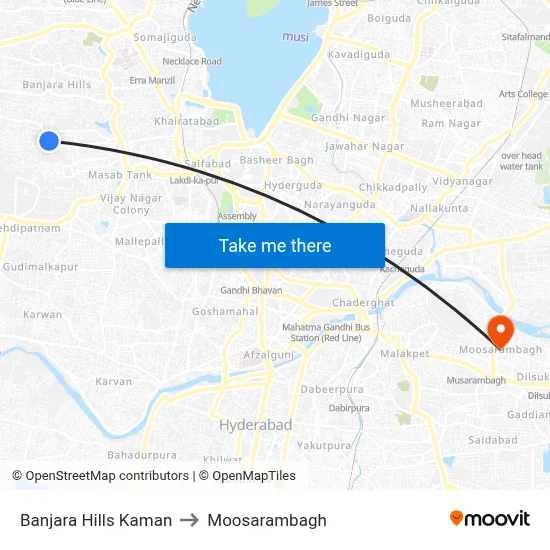 Banjara Hills Kaman to Moosarambagh map