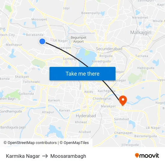 Karmika Nagar to Moosarambagh map