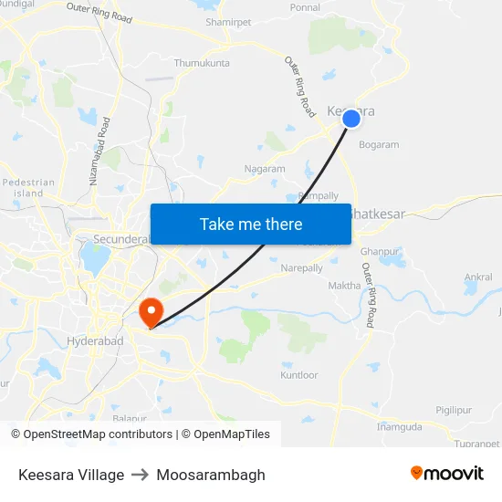 Keesara Village to Moosarambagh map