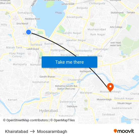 Khairatabad to Moosarambagh map