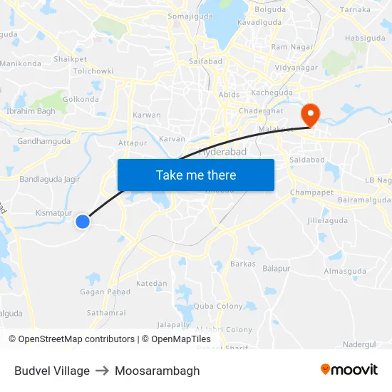 Budvel Village to Moosarambagh map
