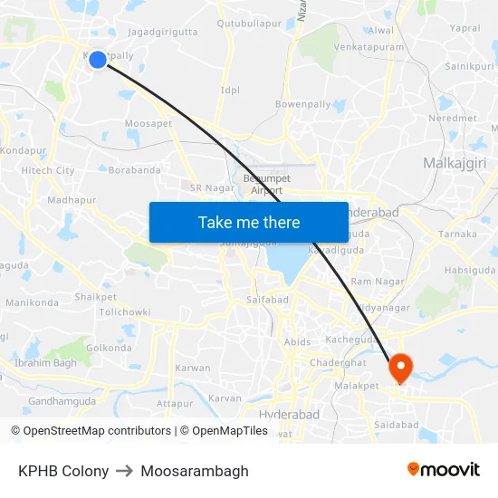 KPHB Colony to Moosarambagh map