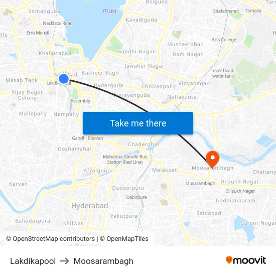 Lakdikapool to Moosarambagh map
