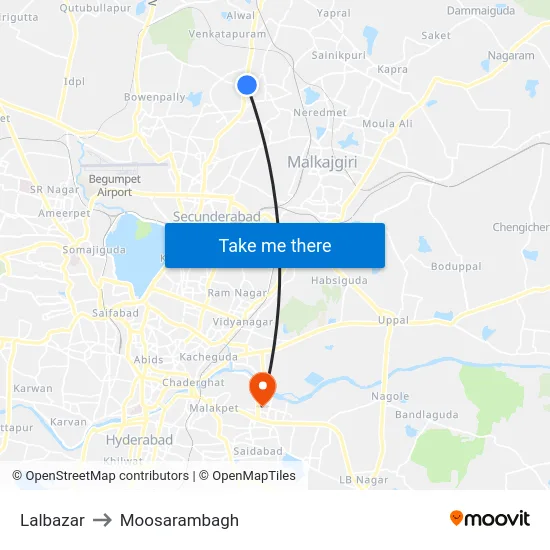 Lalbazar to Moosarambagh map