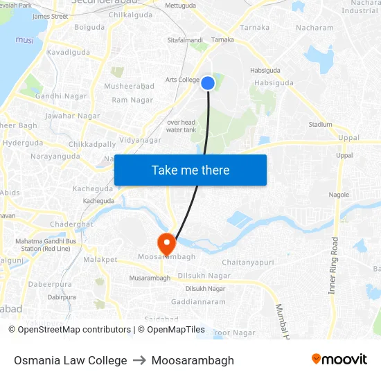 Osmania Law College to Moosarambagh map