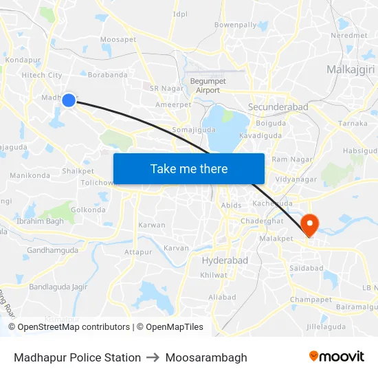 Madhapur Police Station to Moosarambagh map