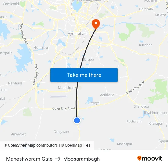 Maheshwaram Gate to Moosarambagh map