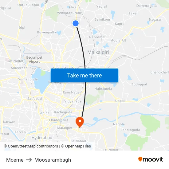 Mceme to Moosarambagh map