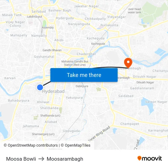 Moosa Bowli to Moosarambagh map