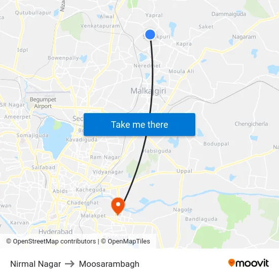 Nirmal Nagar to Moosarambagh map