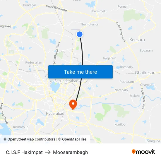 C.I.S.F Hakimpet to Moosarambagh map