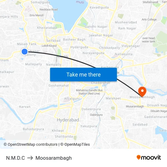 N.M.D.C to Moosarambagh map