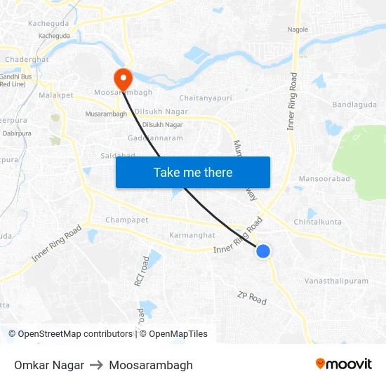 Omkar Nagar to Moosarambagh map