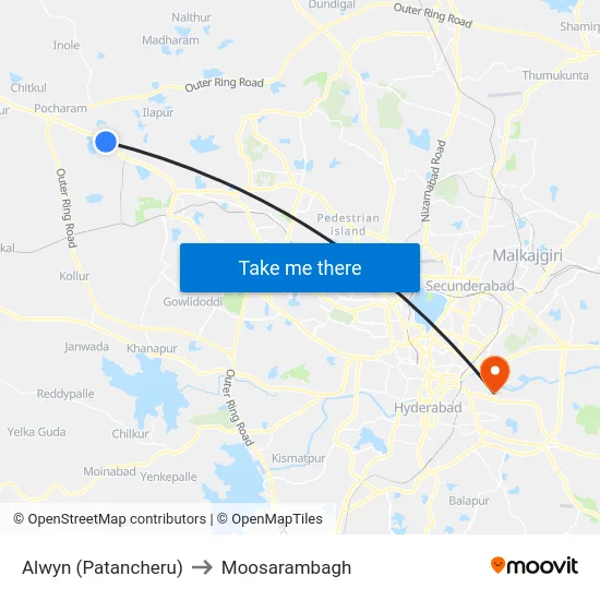 Alwyn (Patancheru) to Moosarambagh map
