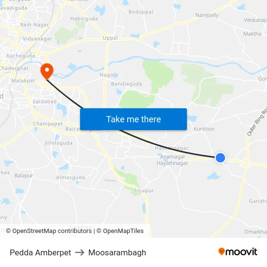 Pedda Amberpet to Moosarambagh map