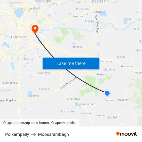 Polkampally to Moosarambagh map