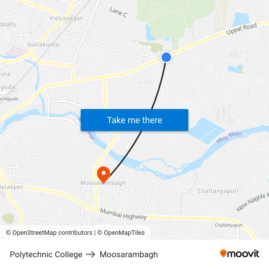 Polytechnic College to Moosarambagh map