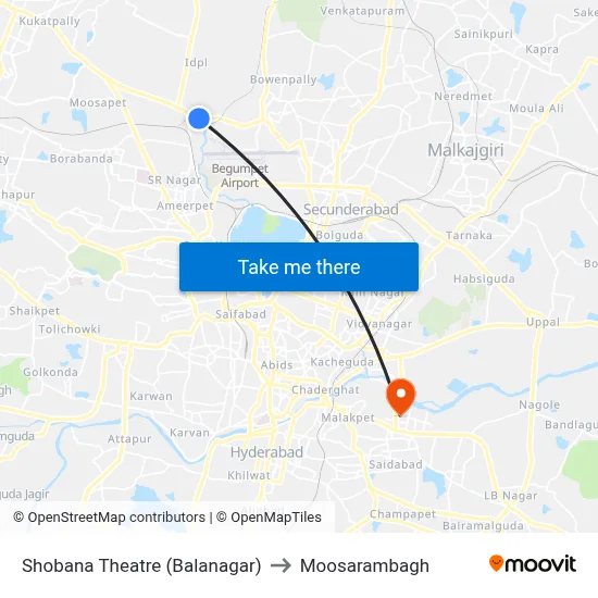Shobana Theatre (Balanagar) to Moosarambagh map