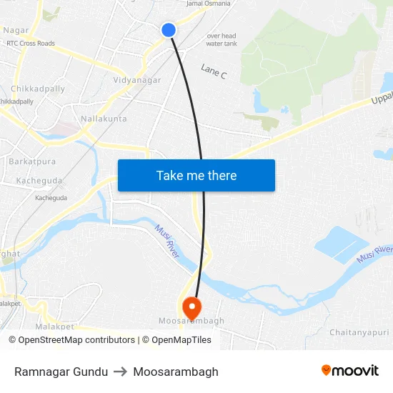 Ramnagar Gundu to Moosarambagh map
