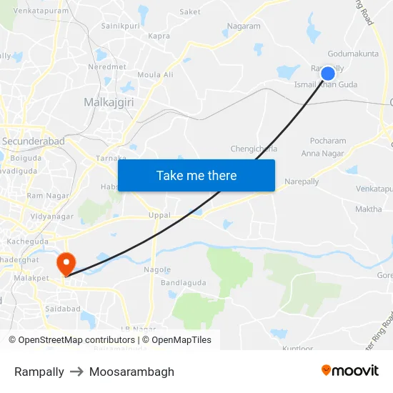 Rampally to Moosarambagh map