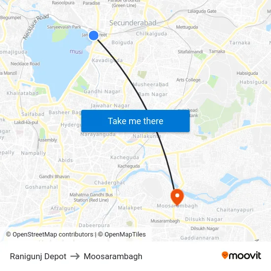 Ranigunj Depot to Moosarambagh map