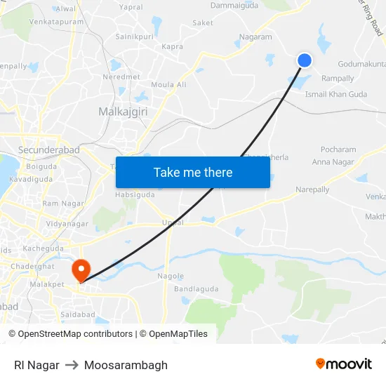Rl Nagar to Moosarambagh map