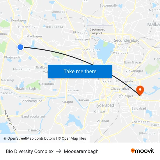 Bio Diversity Complex to Moosarambagh map