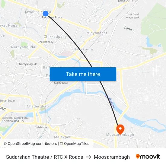 Sudarshan Theatre / RTC X Roads to Moosarambagh map