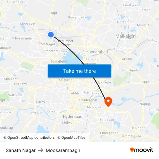 Sanath Nagar to Moosarambagh map