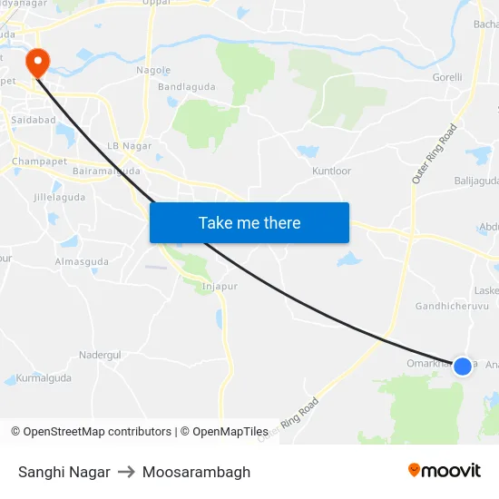 Sanghi Nagar to Moosarambagh map