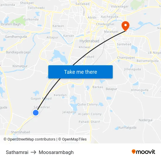 Sathamrai to Moosarambagh map