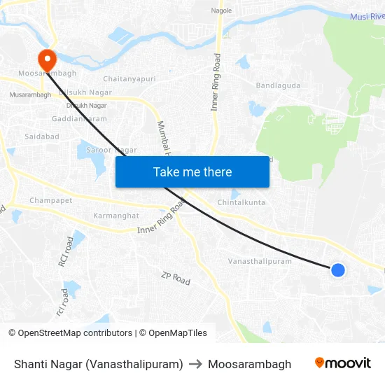 Shanti Nagar (Vanasthalipuram) to Moosarambagh map
