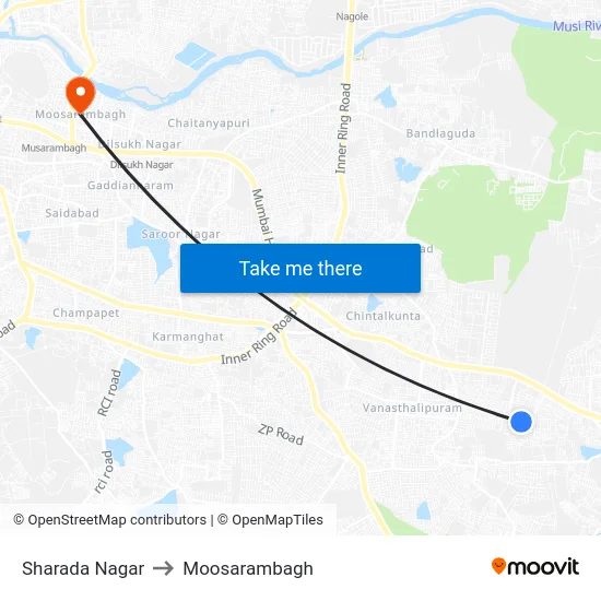 Sharada Nagar to Moosarambagh map