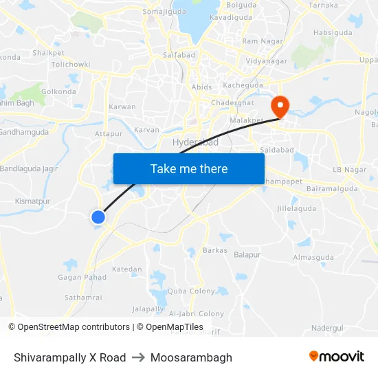 Shivarampally X Road to Moosarambagh map