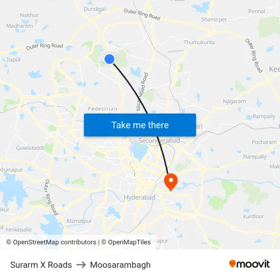 Surarm X Roads to Moosarambagh map