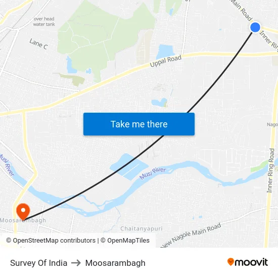 Survey Of India to Moosarambagh map