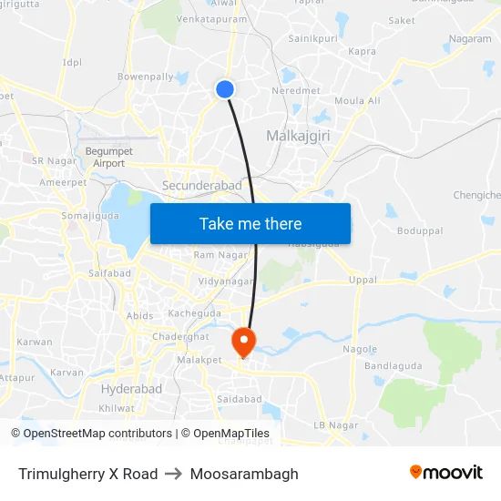 Trimulgherry X Road to Moosarambagh map