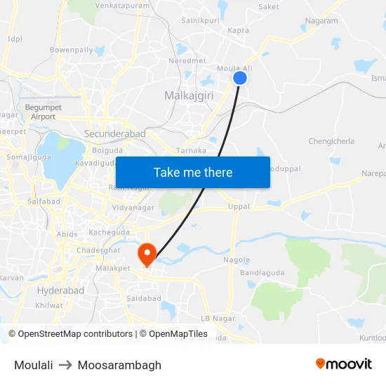 Moulali to Moosarambagh map