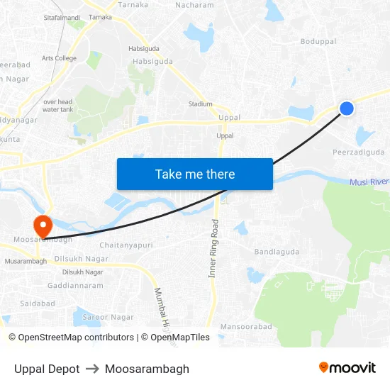Uppal Depot to Moosarambagh map