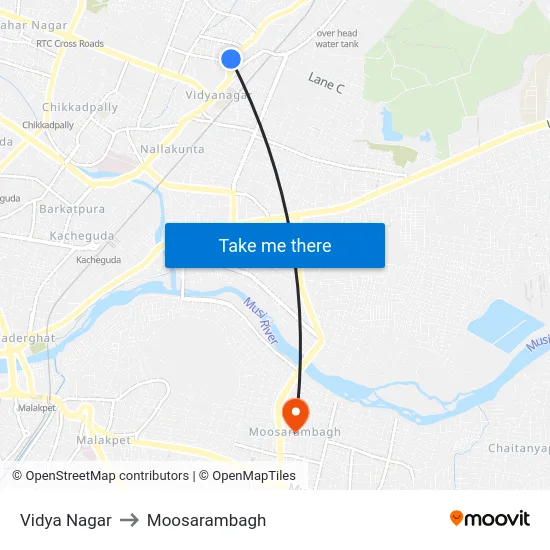 Vidya Nagar to Moosarambagh map