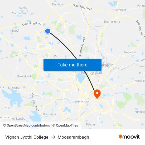 Vignan Jyothi College to Moosarambagh map
