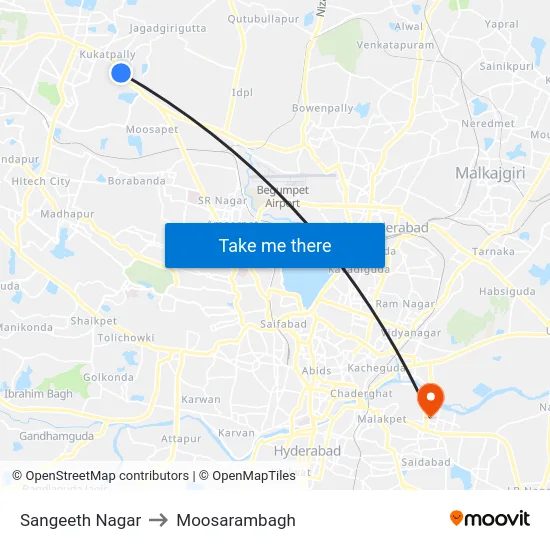 Sangeeth Nagar to Moosarambagh map