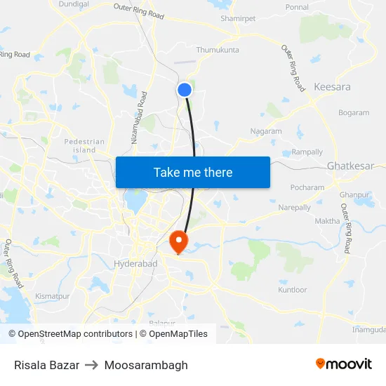 Risala Bazar to Moosarambagh map