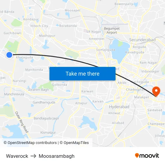 Waverock to Moosarambagh map