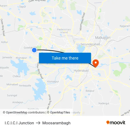 I.C.I.C.I Junction to Moosarambagh map