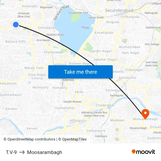 T.V-9 to Moosarambagh map