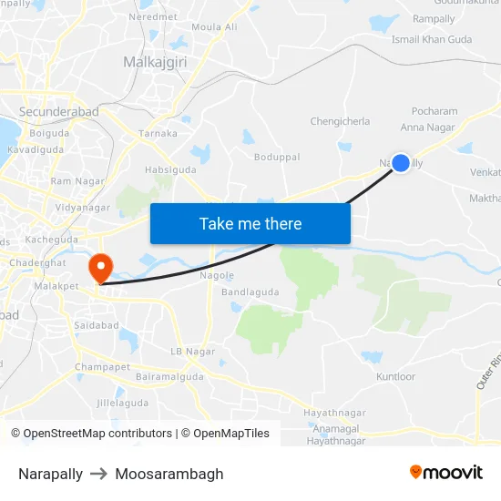 Narapally to Moosarambagh map