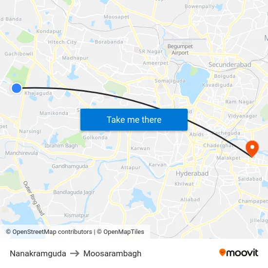 Nanakramguda to Moosarambagh map