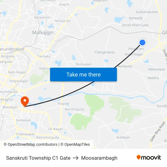 Sanskruti Township C1 Gate to Moosarambagh map